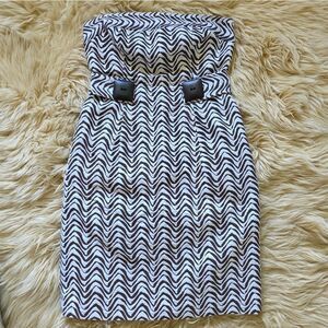 An Original Milly Of New York Brown And White Strapless Mini Dress Size 2